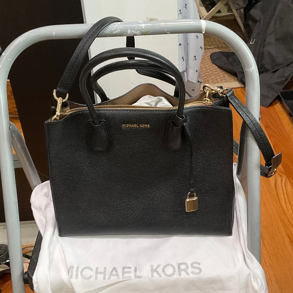 Michael Kors Black Satchel with Gold Hardware